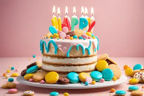 生日蛋糕动物奶油蛋糕摄影图图片创意海报下载至来源处
