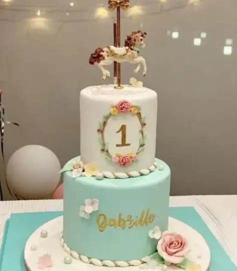 组图王祖蓝李亚男为女儿庆1岁生日王天韵扎双马尾五官像爸爸
