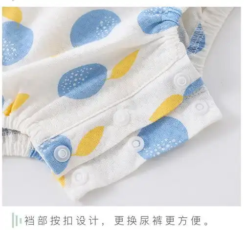 婴儿吊带连体衣夏季薄款男女宝宝纯棉三角哈衣外出包屁衣洋气爬服
