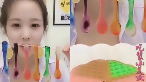 大妹子直播吃星空水晶勺子,看着就过瘾,我向往的生活
