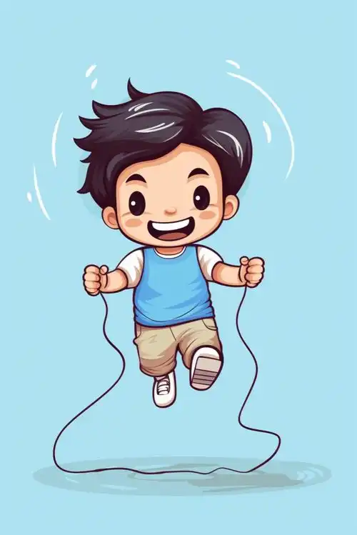 趣味漫画男孩体育卡通跳绳图片插画海报设计下载请至来源处
