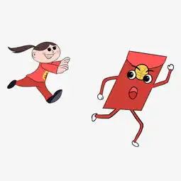双十一促销卡通手绘小女孩追赶红包图片素材其他格式下载动漫人物大全
