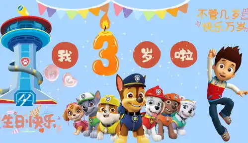 原创汪汪队立大功主题生日快乐电视投屏三岁宝宝生日快乐
