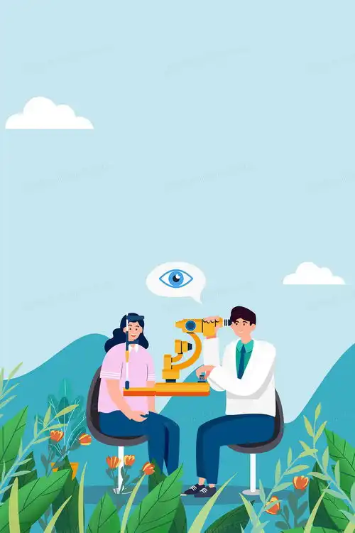 大气清新简约手绘卡通爱眼日保护视力预防近视海报背景背景图片素材免费下载手绘背景35435315像素
