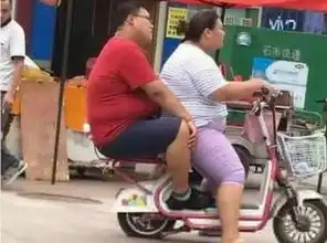 搞笑gif大哥大嫂,你们还是减肥吧电动车真走不动了

