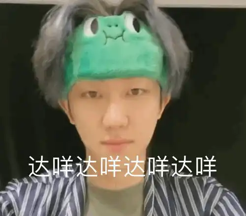 有无次八青蛙发带摇头晃脑表情包
