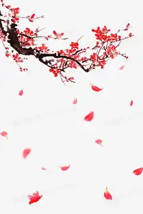 古风红色梅花和漂落的花瓣图片免费下载高清png素材图精灵
