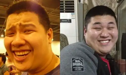 求胖子笑的很搞笑的脸部照片
