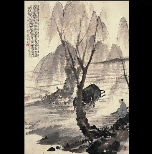 对牛弹琴图轴
