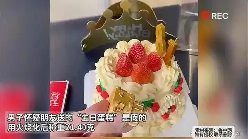 朋友用金子做成蛋糕送男子男子怀疑是假的拿去烧了
