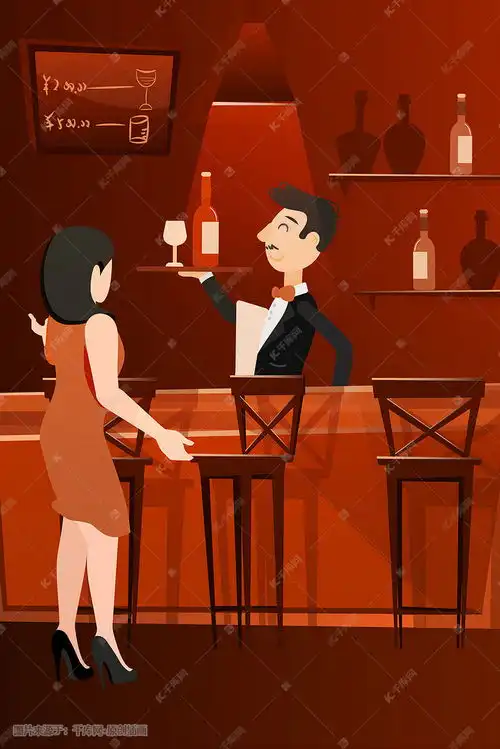 卡通都市生活方式都市娱乐喝酒酒吧场景插画图片千库网
