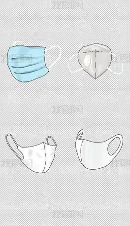 n95口罩卡通手绘防雾霾口罩卡通消毒口罩插画图片素材下载