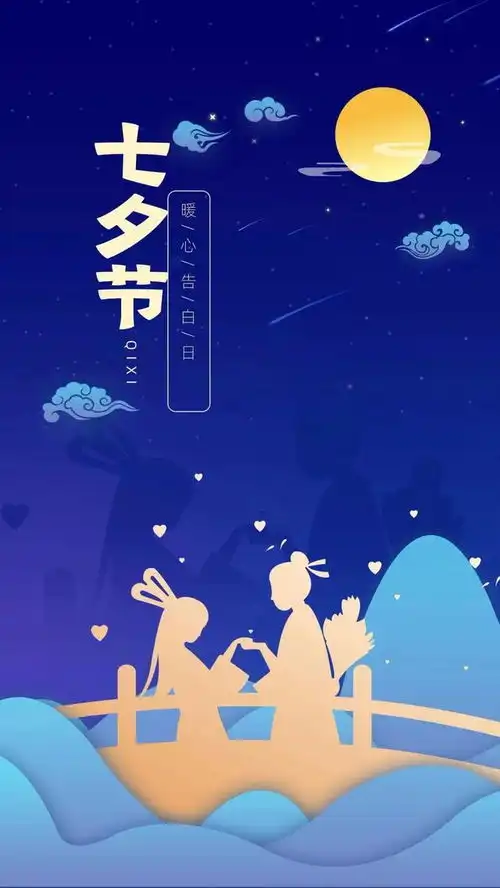 图片文字七夕至,祝各位七夕快乐
