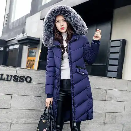 2017新款中长款棉服女大毛领过膝棉衣加厚棉袄外套女图片大全邮乐官方网站