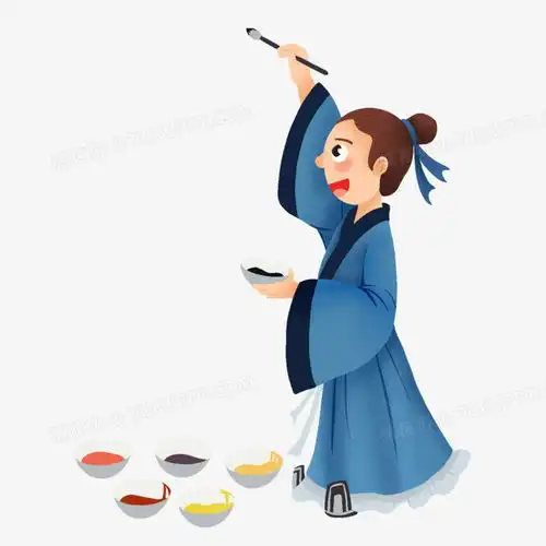卡通手绘古人绘画免抠png图片素材下载卡通png熊猫办公

