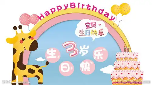 卡通生日展板3岁生日图片设计图
