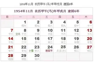 1954公历农历对照表
