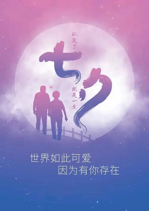 图片文字七夕至,祝各位七夕快乐
