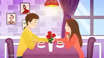 浪漫情人节情侣约会喝咖啡手绘插画图片千库网
