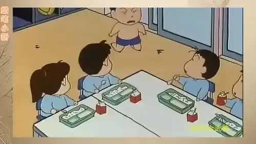 蜡笔小新风间搞砸了营养午餐,骗大家说营养午餐被强盗偷走了
