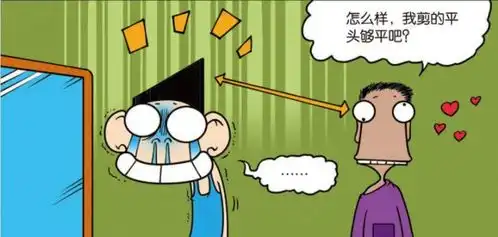 搞笑漫画呆头贪便宜找5块钱的理发师剪平头,确实非常平
