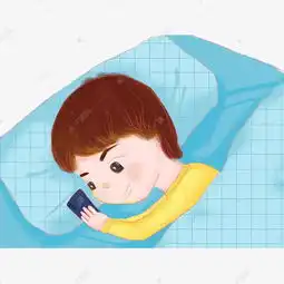 熬夜赖床玩手机小男孩卡通手绘素材图片免费下载千库网
