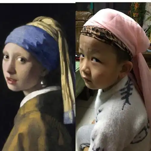 蒙娜丽莎带珍珠耳环的少女济南一幼儿园萌娃神还原世界名人名画