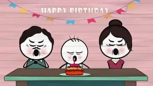 搞笑铅笔画小人铅笔人生日到了,可没人陪他过生日
