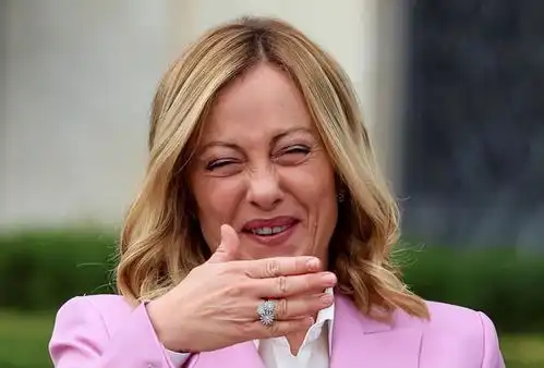 意大利美女总理接待英国首相穿薰衣草紫笑得乐开花,表情很放飞
