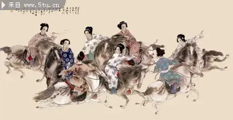 唐代仕女图片打马球图
