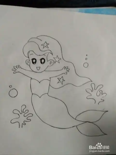 如何画简笔画小美人鱼
