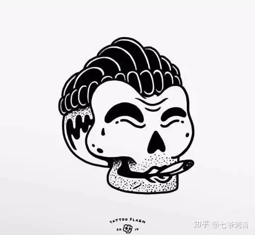 郑州纹身,纹身培训,纹身图库,手稿q版小骷髅
