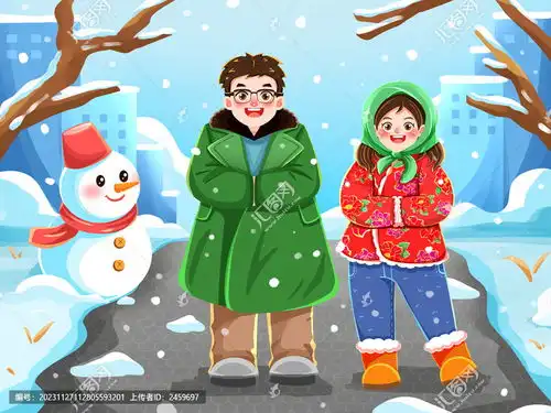 大雪寒衣节潮流军大衣花棉袄插画,人物素材,设计素材,设计模板,汇图网

