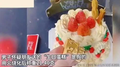 朋友用金子做成蛋糕送男子,男子怀疑是假的拿去烧了
