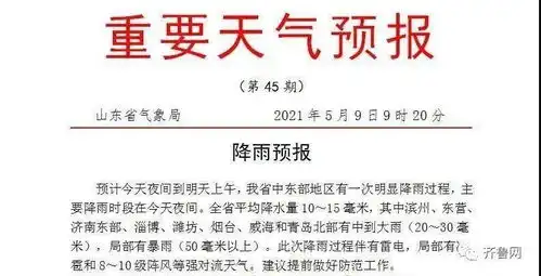 8市中到大雨,局部暴雨冰雹雷电10级大风马上到山东