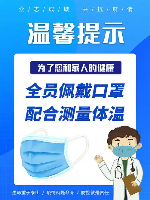 防疫佩戴口罩宣传海报图片模板
