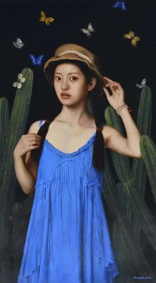 年轻艺术家解文金超写实人体油画中的女孩,真实自然美丽动人
