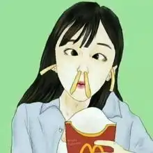 麦当劳里大吃一顿
