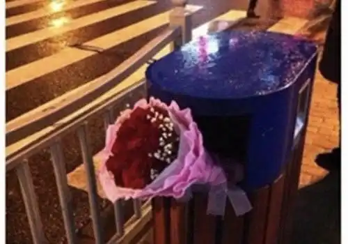 给别人老婆送花情人节过后垃圾桶堆满鲜花,丢弃的不只是鲜花