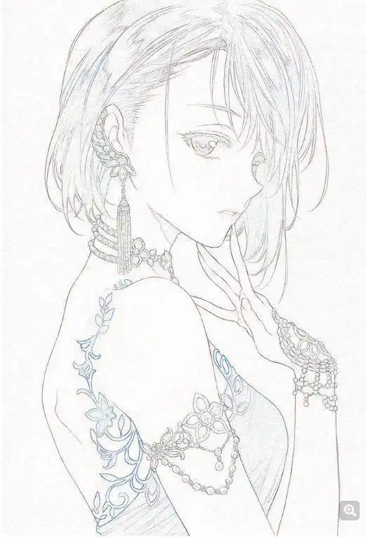 动漫人物手绘线稿素材,学好画画从临摹开始