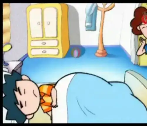 求小新妈妈叫小新起床的图片,
