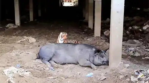 把假老虎放在猪面前,它会是什么反应这反应太搞笑了
