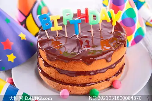 小型巧克力生日蛋糕摄影图片
