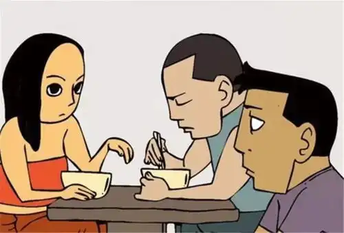 爆笑漫画安静的餐厅隔壁桌的小情侣,女孩突然就打了男孩一巴掌
